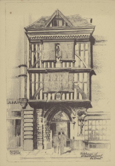 Poortgebouw van St Bartholomew de Grote door Ernest Coffin